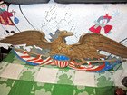 Vintage Cast Aluminum American Eagle Wall Plaque Mount Hanging Shield Patriotic