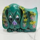 Vtg Ceramic Floral Hound Dog Piggy Bank 70s Boho Chic Eclectic Rossini Japan