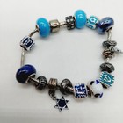 Bible Symbols Bracelet Star Of David Charms Silver Tone Blue 