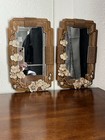 Vintage Homco Syroco Dogwood Flower   Faux Wood Design 1980 Mirrors Set Of 2