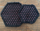 2 Handmade Crochet Hot Pads Trivets Doily Black Pink Spiderweb Floral Halloween