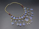 Vintage Afghan Alpaka Necklace  Lapis Lazuli Beads Tassels Costuming  Necklace 