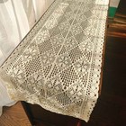 Vintage Hand Crochet Lace Table Runner Rectangle Dresser Scarf Doily Home Decor