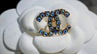 Lot Of 5 Gold Tone 18x15mm Chanel Rhinestone Buttons Stamped Metal Fast Shipping