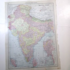 Antique Anatolia Turkey Asia British India Color Map Rand-mcnally Atlas Page