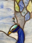 Vtg Tiffany Style Stained Glass Peacock Window Suncatcher Panel Art Mcm 21x13 5