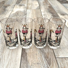 6 Rare Vintage Georges Briard King Queen Chess Clear Highball Glasses Gold Trim