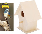 Wooden Bird House  Diy Bird Feeder Houses Unfinished Birdhouse Decorative For De