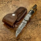 Impact Cutlery Rare Custom Damascus Folding Pocket Knife Stag Antler