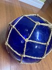 Blue Japanese Glass Ball Fishing Float With Brown Netting Decoration 8   