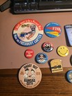 Lot Of 21 Vintage Collectable Pins Various Subjects Sports Politics Humor
