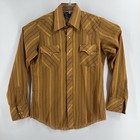 Vtg Champion Westerns 15 5 35 Mens Pearl Snap Long Sleeve Gold Cowboy Retro