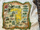Vintage 1950s 60s Florida State Novelty Map Souvenir Scarf Oranges Border 