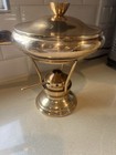 Vintage Copper Chafing Dish Set  Mid Century Fondue Warmer With Wood Handle