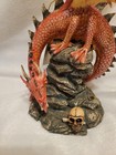 Red Dragon Statue Medieval Legends Wings Skull Crystal Ball Fantasy Missing Ball