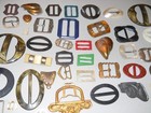 Lot Of 50 Plus Vintage Belt Buckles   Scarf Slides Plastic   Metal
