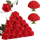 20pcs Red Silk Roses Artificial Flowers Realistic Bouquet Home Decor Valentine