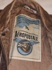 Vintage Aeropostale Brown Leather Flight Jacket Aviator Bomber Size L