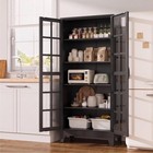 71  H Black Glass Storage Cabinet With 2 Doors And 4 Adjustable Shelves
