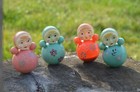 Vintage Ussr Nevalyashka Celluloid Plastic Roly Poly Toy Doll Soviet 4 Pieces 