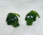 Set Of 2 Festive Treasures Mini Glass Lt Green Alligator Tiny Collectible - New