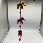 India Folk Art Elephant Art Wall Hanging Decor Multi Color W Bell Never Used 24   