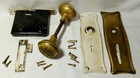 Antique Penn Door Mortise Lock Set W Steel Backplates Floral Brass Door Knobs