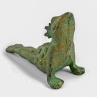 Verdigris Cast Iron Frog Prince Doorstop     Yoga Pose Figurine Door Wedge Green