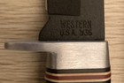 Western Usa W36 Vintage Fixed Blade Hunting Knife With Sheath Black Blade Unused