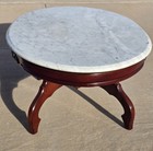 Kimball Italian Marble Mahogany Victorian Renaissance Carved Oval  Coffee Table