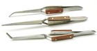 Fiber Grip Cross Lock Tweezers Self Closing 6  Set - Curved   90     Straight Tip