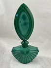 Vintage Art Deco Czech Malachite Glass Perfume Bottle Fan Base 6 3 8    053106