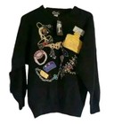 Vintage Cavalini Ornate Applique Ugly Sweater Jewelry Lambswool Angora Med Nwt