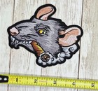 Cigar Smoking Cartoon Rat Iron-on Embroidered Patch 4 x3 3 8 
