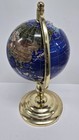 Vintage Blue Lapis Lazuli Gemstone World Globe 16  Large Brass Pedestal Stand   