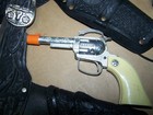 Vintage Toy Cap Gun Lot 4 Revolvers Holsters  Western Cowboy Metal Plastic As Is