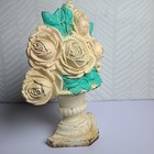 Vintage Cast Iron Door Stop Roses Pedestal Vase Shabby Cottage Victorian Decor