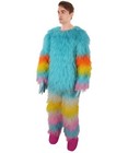 Hpo Adult Furry Blue Monster Plush Costume Set     Head Mask   Full Suit