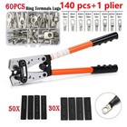 140pcs Copper Lugs Ring Terminals Bare Battery Welding Crimp Wire Connectors Kit