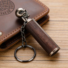 Vintage Skull Cylindrical Keychain  Textured Metal Key Ring For Men   s Edc
