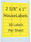 50 Sheets - 1500 Labels - Yellow Fast Peel Address Mailing  - 1 X 2 5 8  - 30 Up