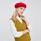 Women Wool Beret Hat  Classic French Style Artist Hat  Solid Color Medium Red