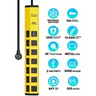 6 Outlet Metal Heavy Duty Power Strip Surge Protector With 2 Usb 3 4a  1200j
