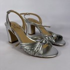 Jewel Badgley Mischka Christen Women   s Size 7 Block Heel Metallic Silver New