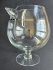 Vtg Martini Glass Pitcher Pinched Spout Footed Pedestal Glass Gold Trim