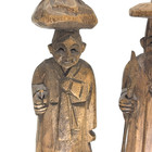 Vintage Korean Hand Carved Wood Traveling Scholar   Companion Folk Art Figures