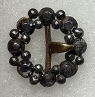 Vintage Victorian Belt Buckle Button Open Work Multifaceted Steel Border