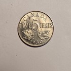 1930 Canada 5 Cents George V  Canadian 5c Nickel Coin  Spotted