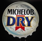 Vintage 1989 Michelob Dry Beer Round Bottle Cap Lighted Wall Sign Bar Light