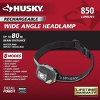 Husky 850 Lumens Dual-power Led Rechargeable Headlamp